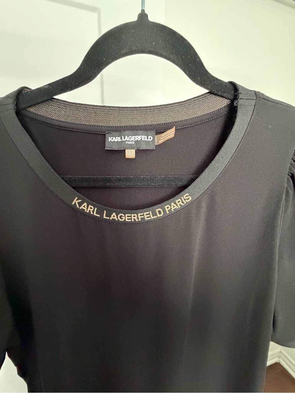 Karl Lagerfeld Black dress with Gold Logo Neck